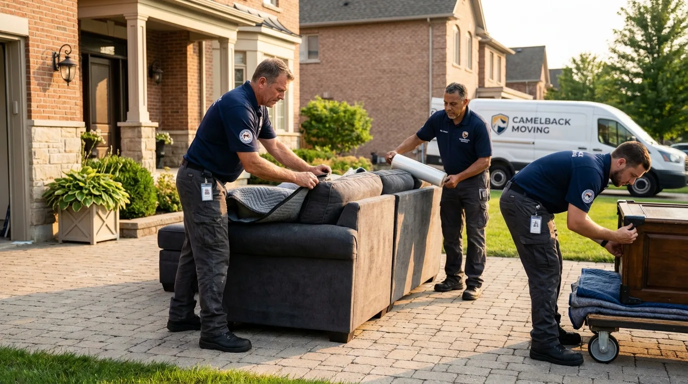 Large estate moving crew wrapping furniture in Mankato, MN